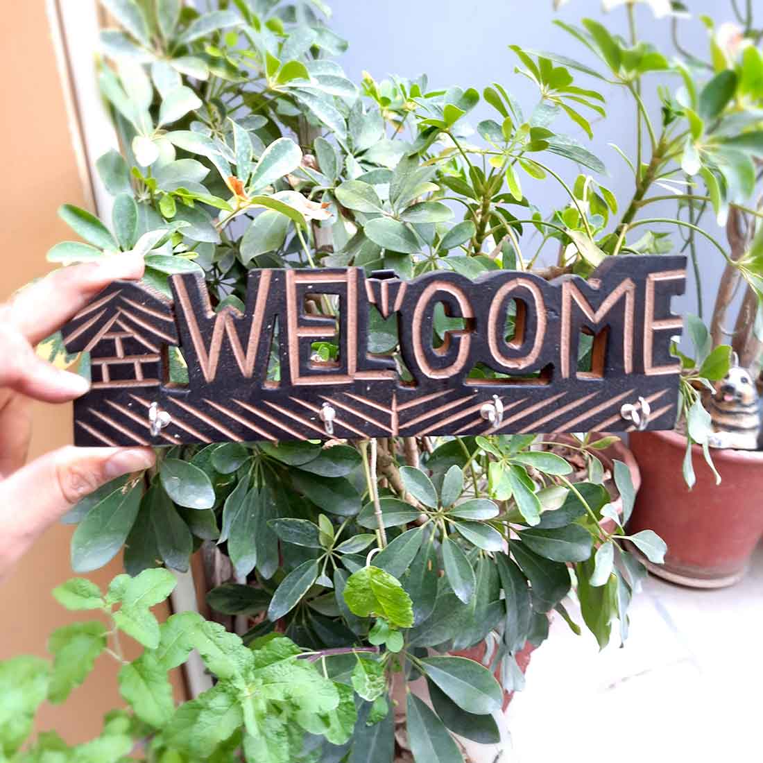 Decorative Wall Hanger | Wall Hook - Welcome Design - 10 Inches - ApkaMart