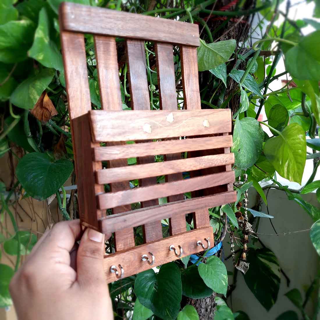 Key Hook with Small Rack - Key Organizer for Wall - 10 Inch - ApkaMart