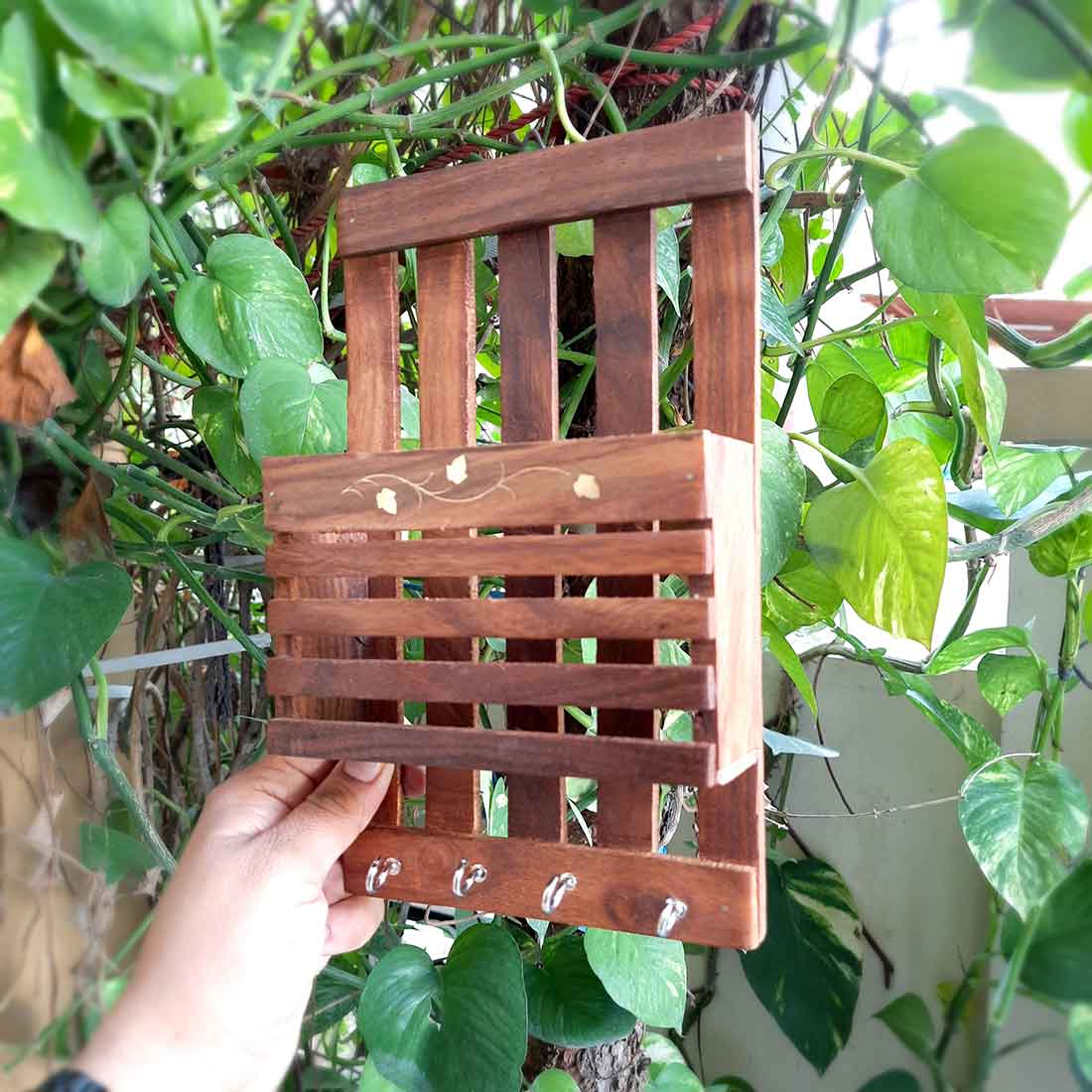 Key Hook with Small Rack - Key Organizer for Wall - 10 Inch - ApkaMart