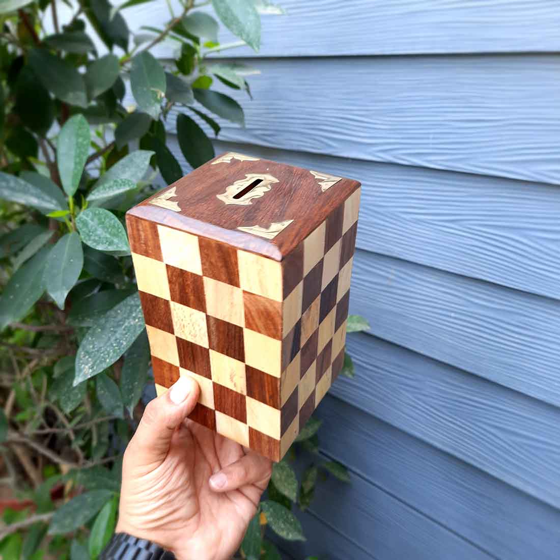 Handmade Wooden Piggy Bank - Money Bank With Lock for Kids - 6 Inch - ApkaMart