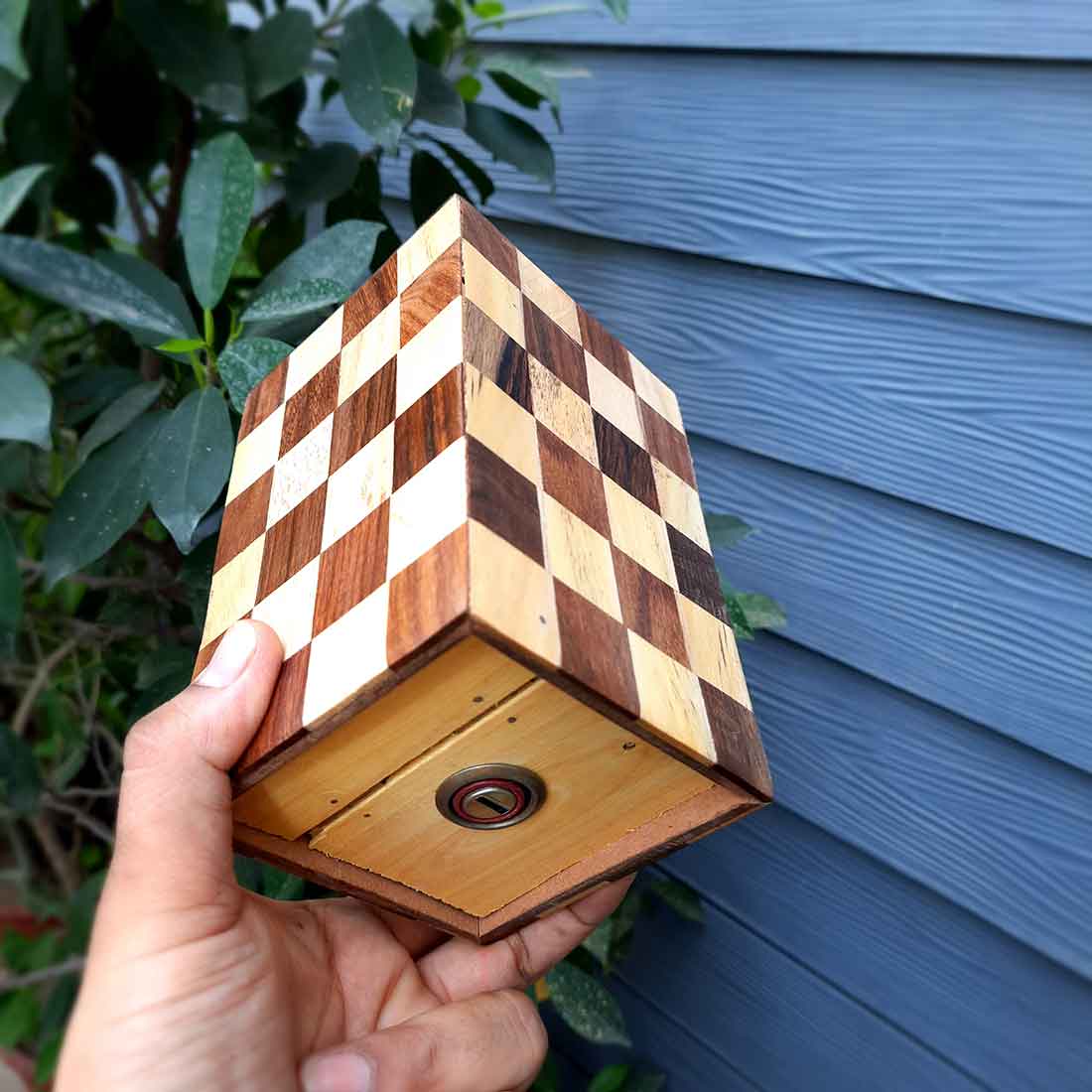 Handmade Wooden Piggy Bank - Money Bank With Lock for Kids - 6 Inch - ApkaMart