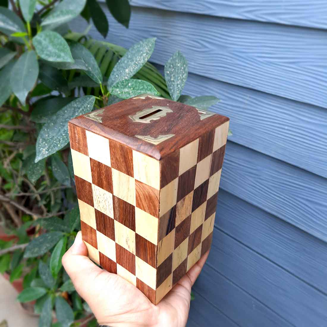 Handmade Wooden Piggy Bank - Money Bank With Lock for Kids - 6 Inch - ApkaMart