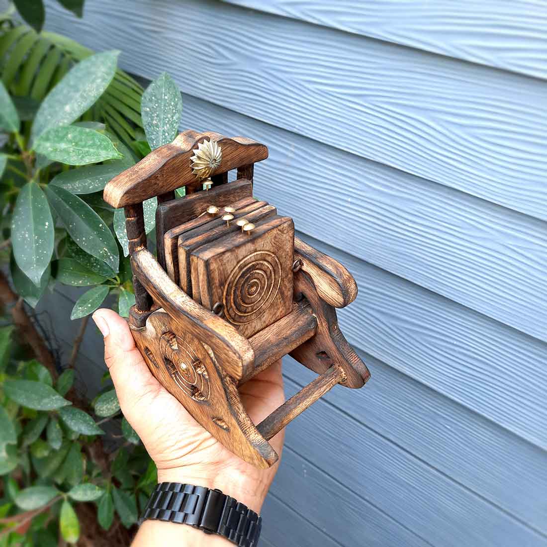 Wooden Serving Tray & Wooden Tea Coaster Set - Combo Set of 2 - ApkaMart
