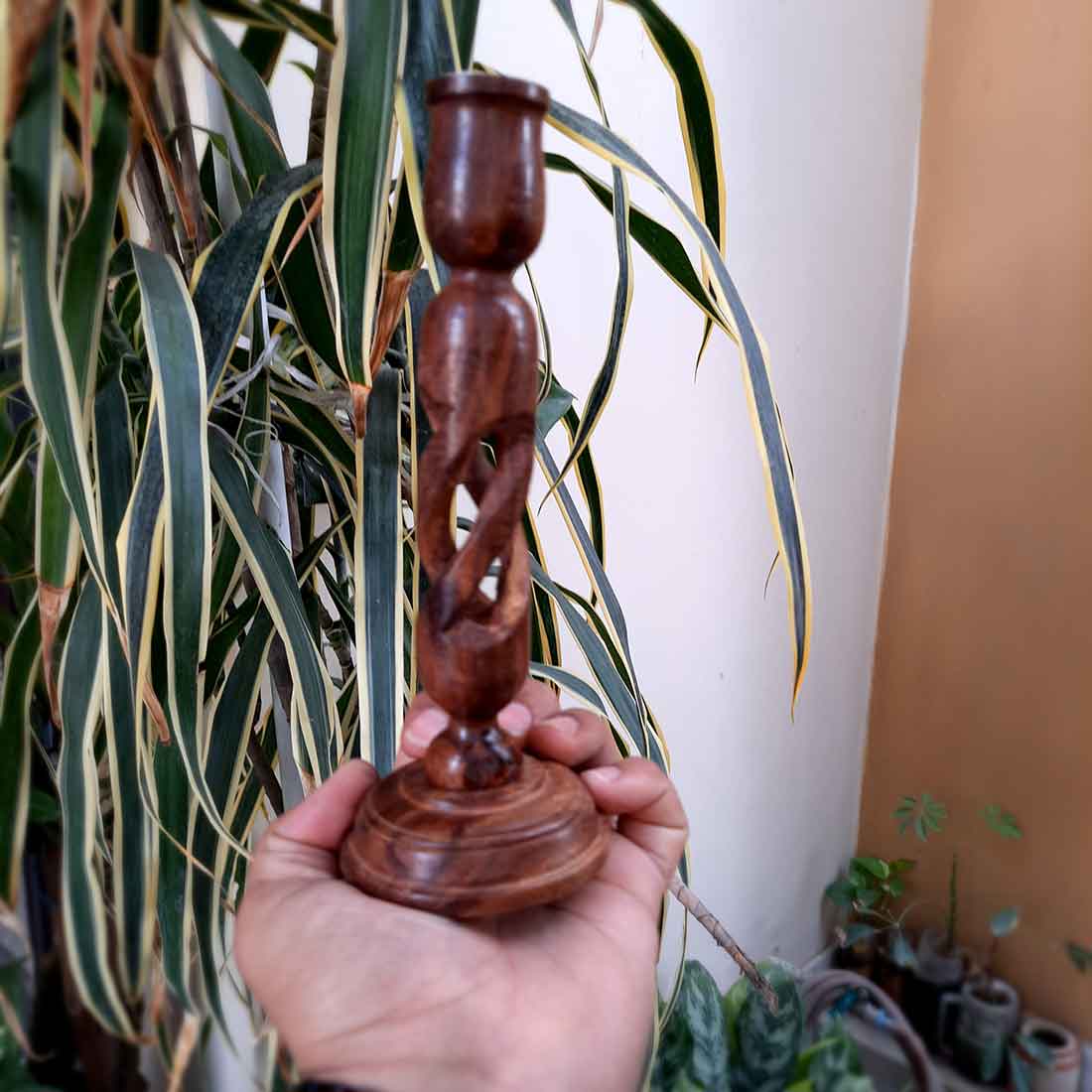 Wooden Tea Light Candle Holder - 10 Inch - Set of 3 - ApkaMart