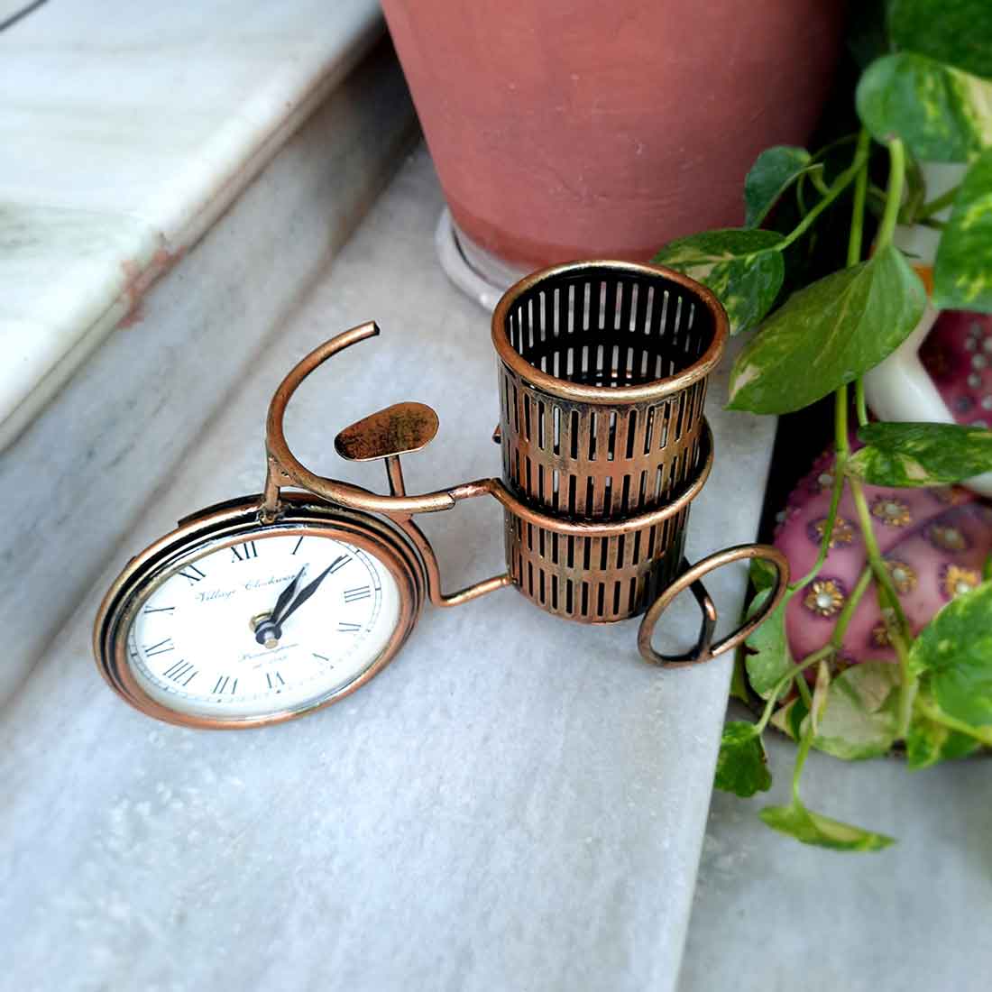 Antique Table Clock - For Table & Shlef Decor - 6 inch - ApkaMart