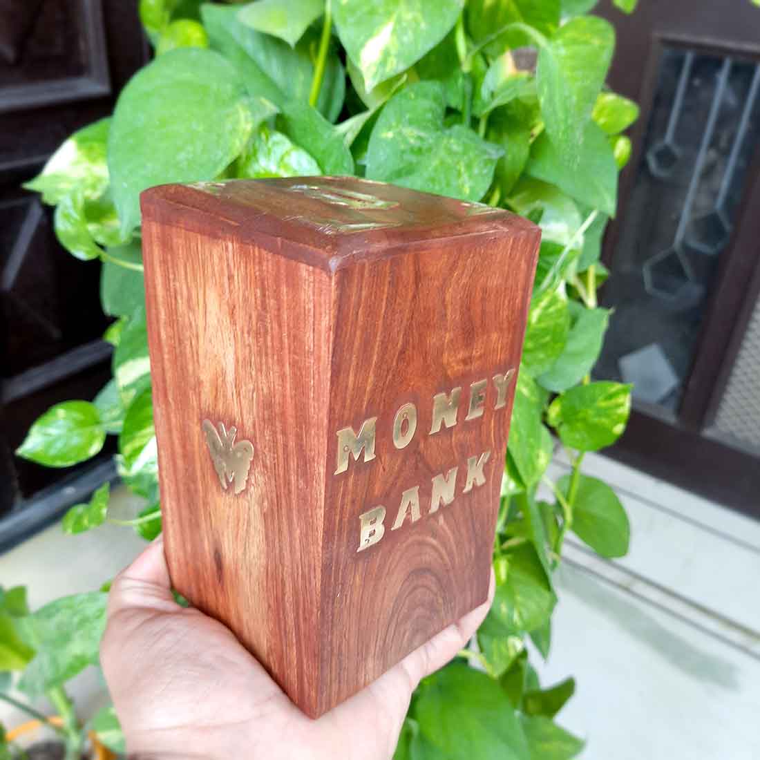 Wooden Money Bank | Piggy Bank / Coin Box With Lock | Big Size Gullak - for Kids, Girls , Boys, Birthday Gift, Christmas Gifts for Children, Home Decor - 6 Inch - Apkamart #Style_Design 2