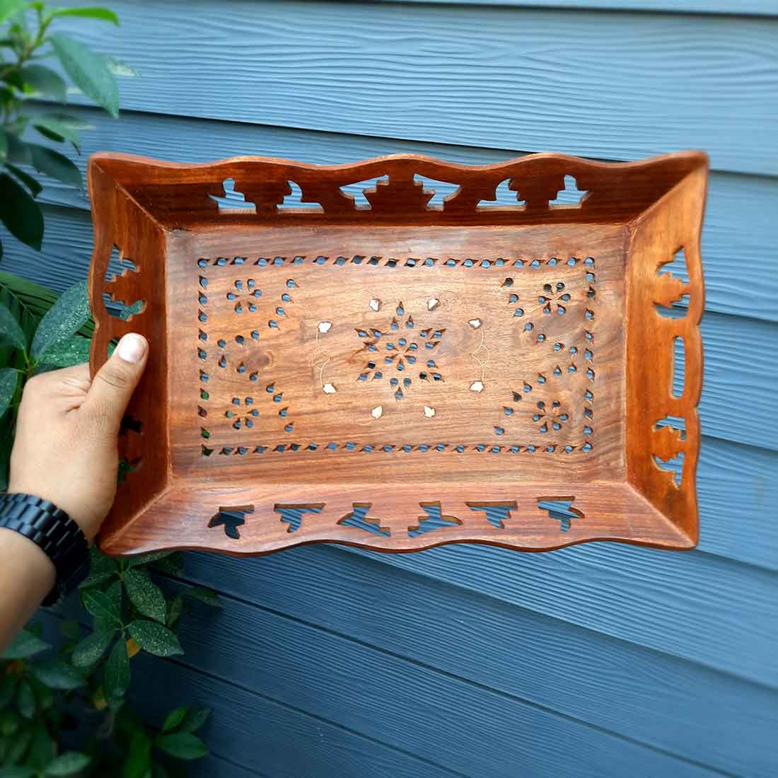 Wooden Serving Tray & Wooden Mini Storage Box - Combo Set of 2 - ApkaMart