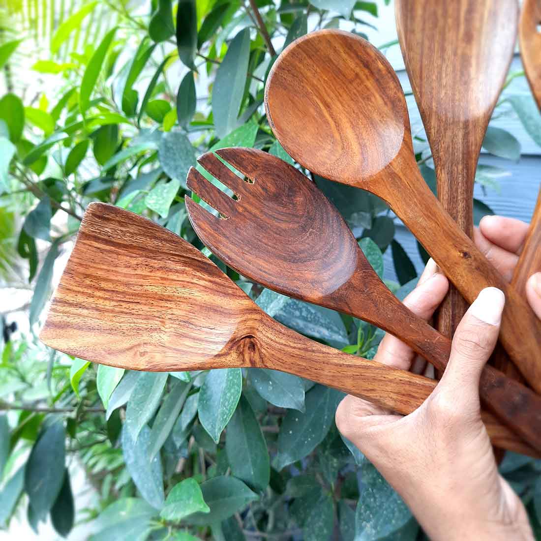 Wooden Spoons - For Non-stick Cookware Cooking & Serving - 12 Inch - Set of 6 - ApkaMart