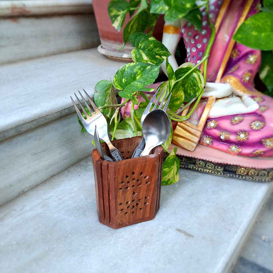 Wooden Pen Holder | Desk Organizer | Multipurpose Holder - for Office Desk - 4 Inch - ApkaMart