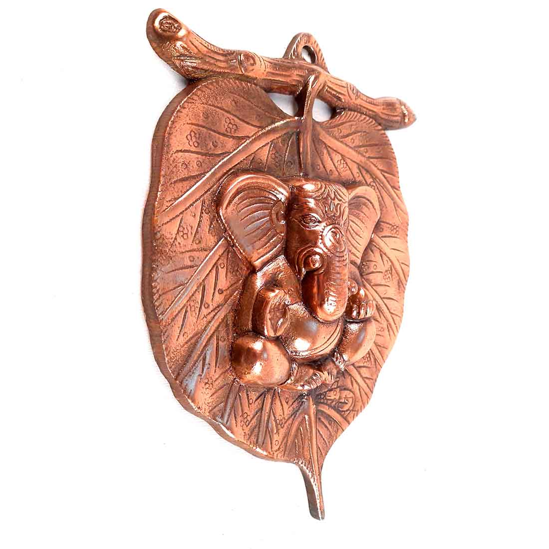 Ganesh Wall Hanging - Ganesha Sitting on Leaf Design - For Home & Entrance Decor - ApkaMart
