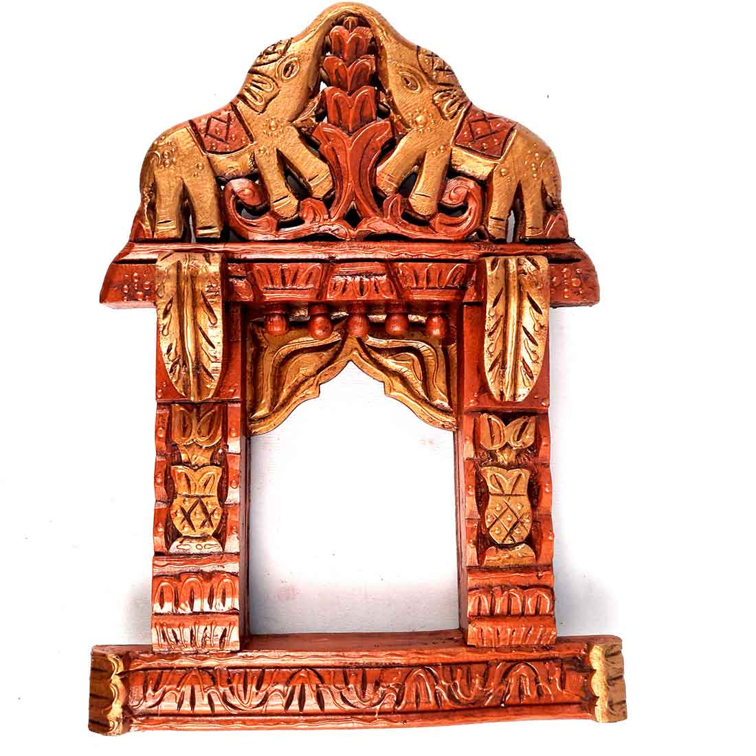 Wall Decor Elephant Jharokha - For Home Decor & Gifts - 18 Inch - ApkaMart #color_Brown