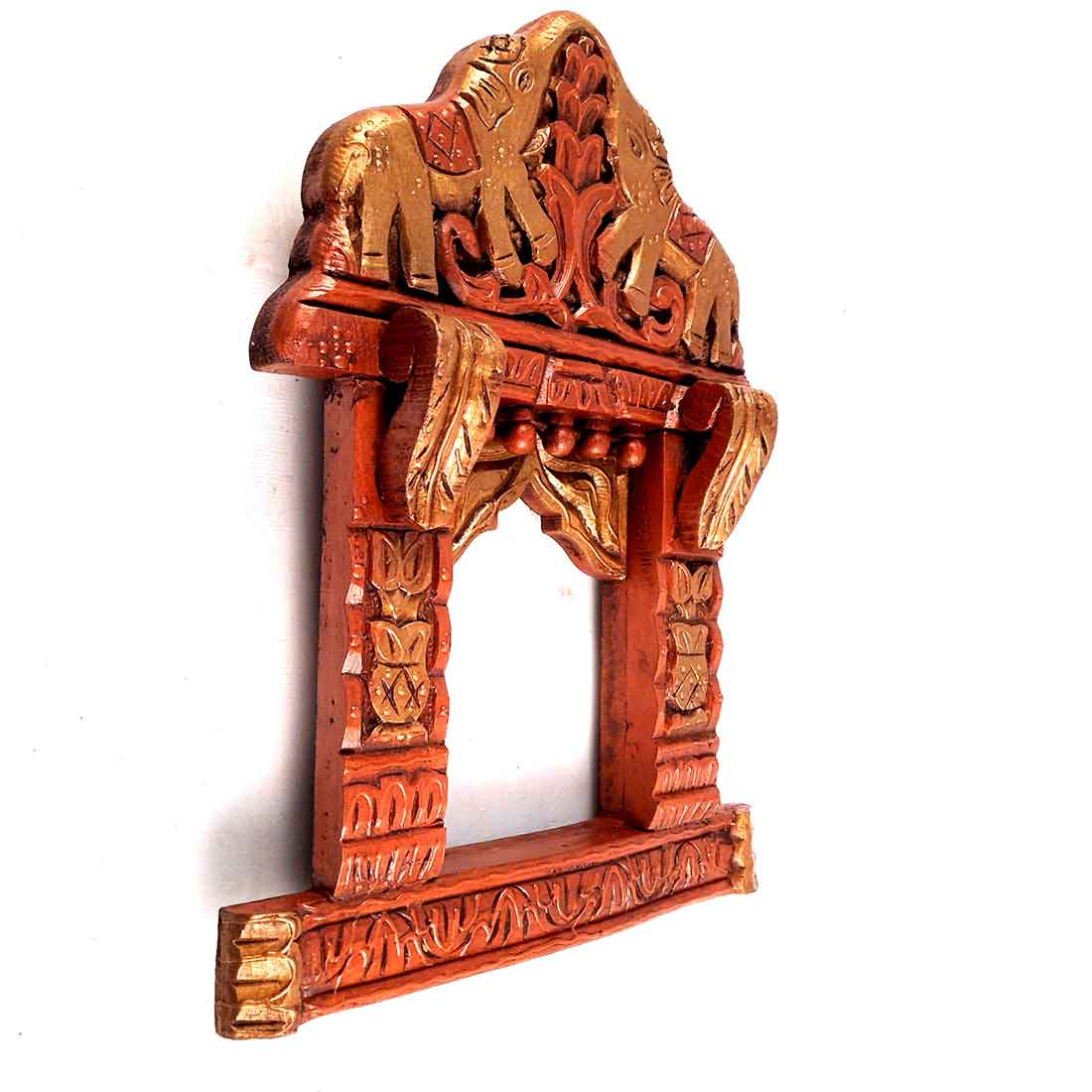 Wall Decor Elephant Jharokha - For Home Decor & Gifts - 18 Inch - ApkaMart #color_Brown