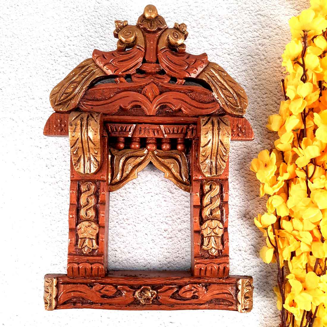 Peacock Jharokha - Wooden Wall Art - 18 Inch - ApkaMart