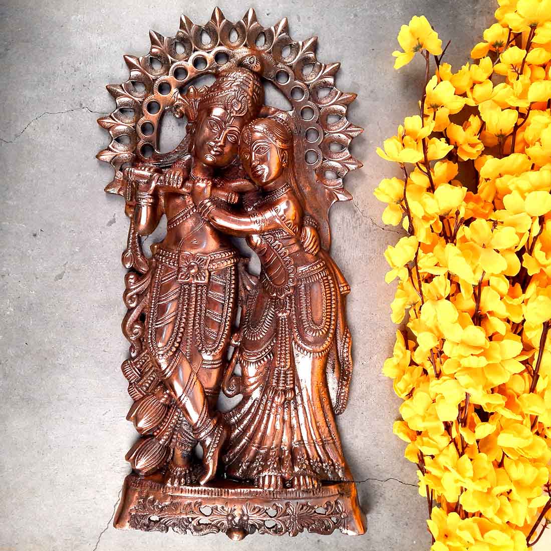Radha Krishna Wall Hanging Idol | Shri Radha Krishna Large Wall Art Statue - for Gift, Home, Big Walls, Living Room, Office, Puja Room Decor - 21 Inch - Apkamart #Style_Design 2