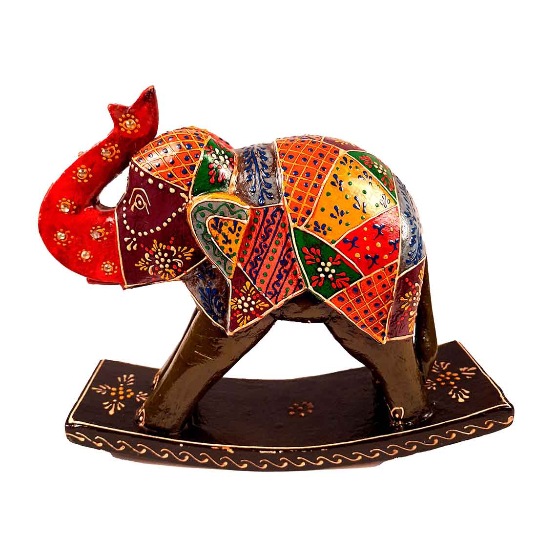 Elephant Showpiece | Elephant Table Showpiece - for Placing Small Pots & Tea Lights - for Home, Living Room Decor & Gifts - 5 Inch (Red, Wood) - Apkamart #Style_Design 3