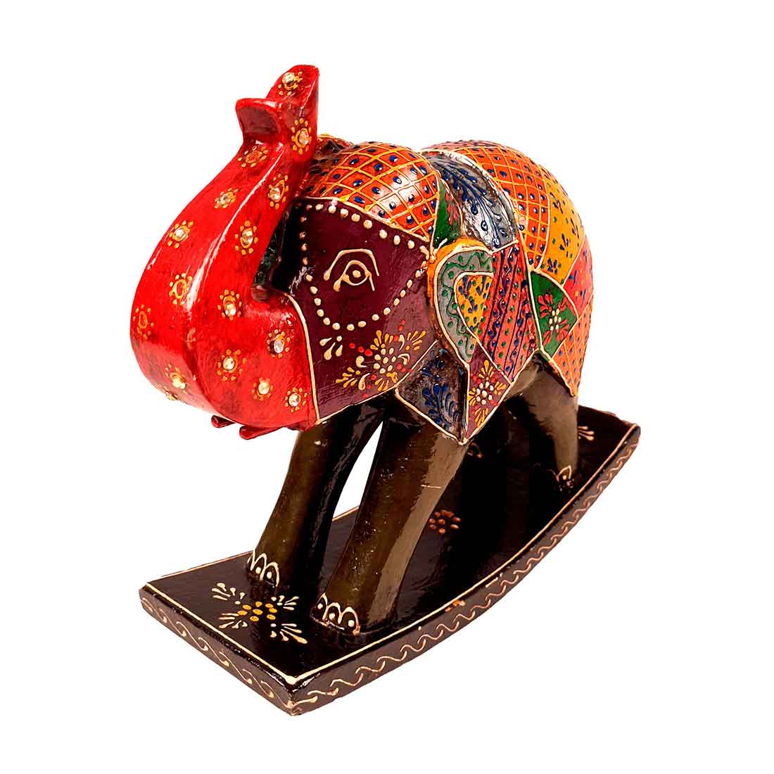 Elephant Showpiece | Elephant Table Showpiece - for Placing Small Pots & Tea Lights - for Home, Living Room Decor & Gifts - 5 Inch (Red, Wood) - Apkamart #Style_Design 3