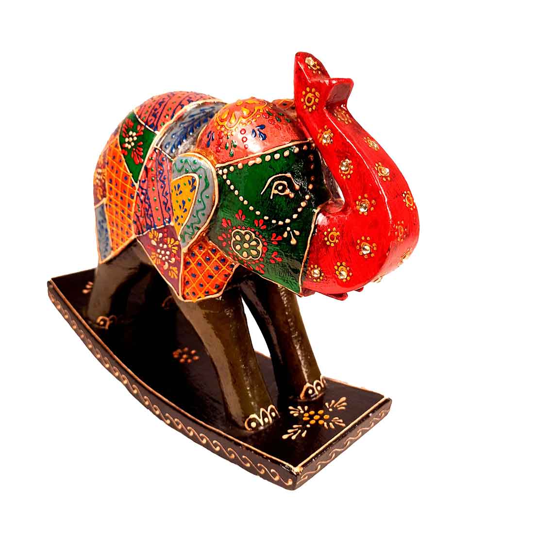 Elephant Showpiece | Elephant Table Showpiece - for Placing Small Pots & Tea Lights - for Home, Living Room Decor & Gifts - 5 Inch (Red, Wood) - Apkamart #Style_Design 3