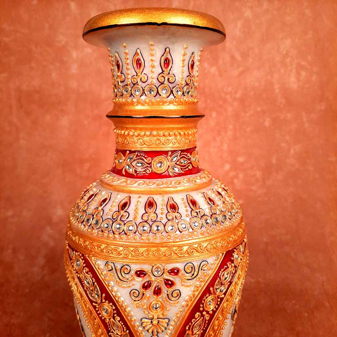 Marble Flower Vase | Decorative Flower Pot - For Living Room & Home Decor - 12 Inch - ApkaMart