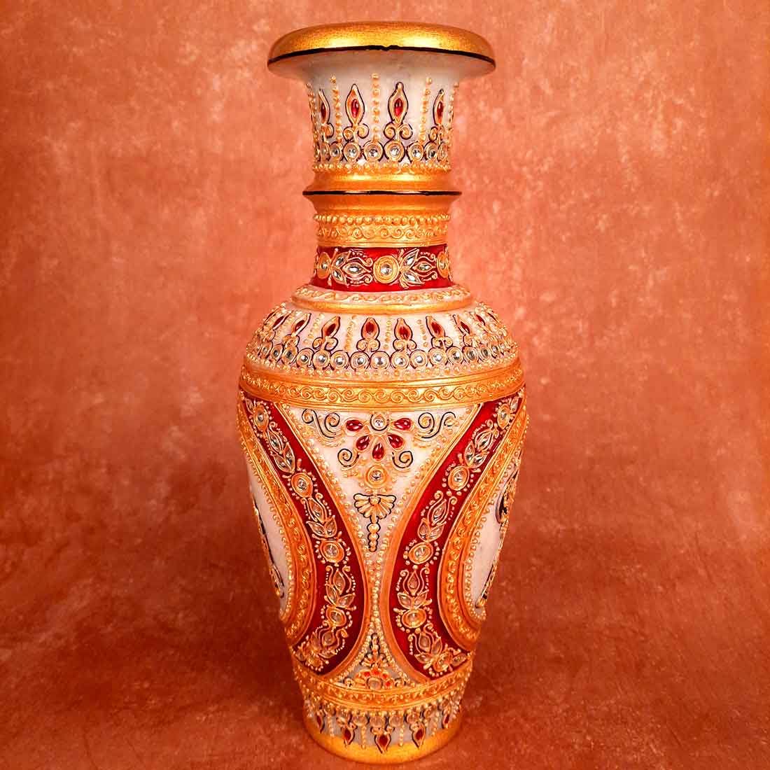 Marble Flower Vase | Decorative Flower Pot - For Living Room & Home Decor - 12 Inch - ApkaMart