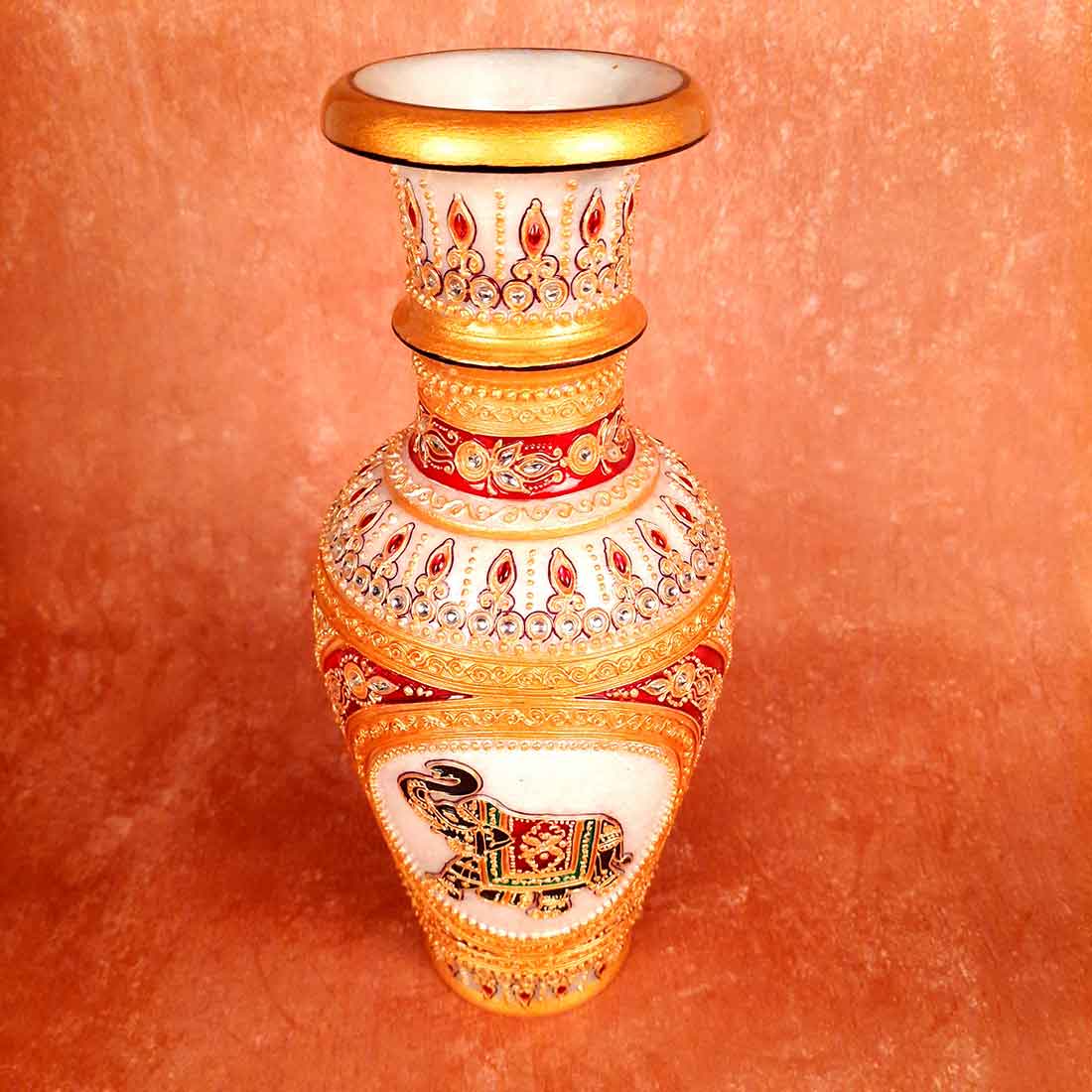 Marble Flower Vase | Decorative Flower Pot - For Living Room & Home Decor - 12 Inch - ApkaMart