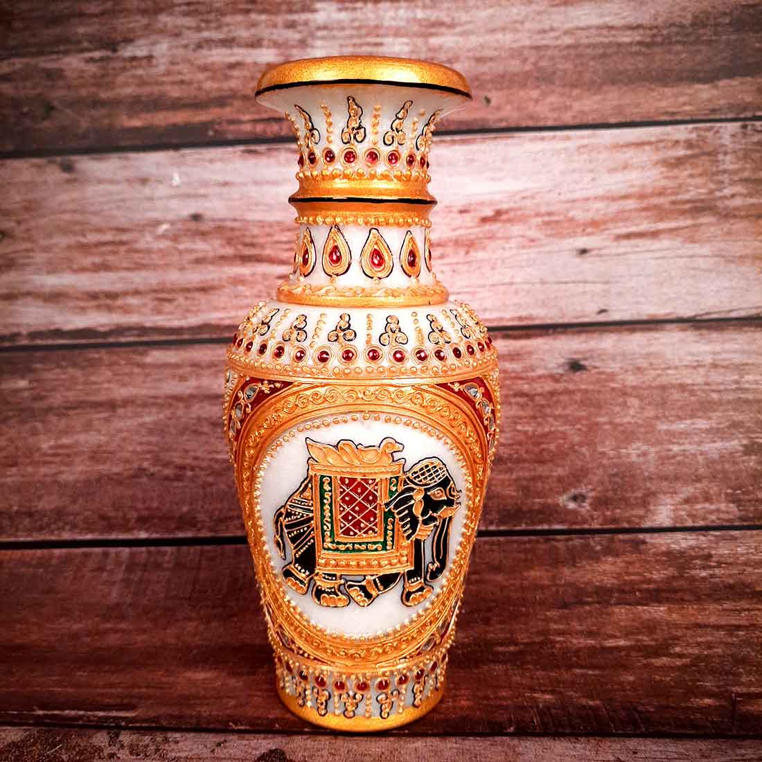 Marble Flower Vase | Decorative Flower Pot - For Living Room & Home Decor - 6 Inch - ApkaMart