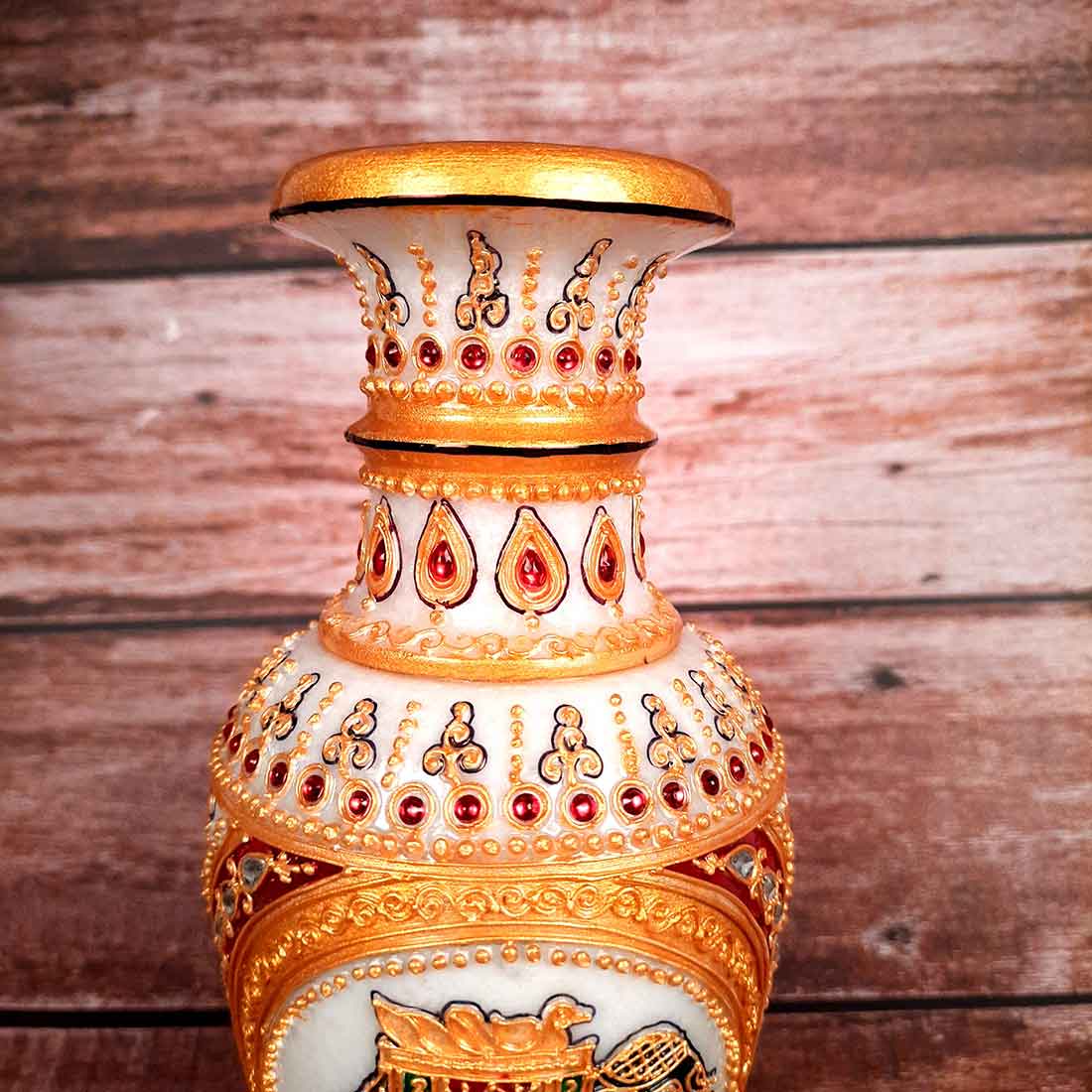 Marble Flower Vase | Decorative Flower Pot - For Living Room & Home Decor - 6 Inch - ApkaMart