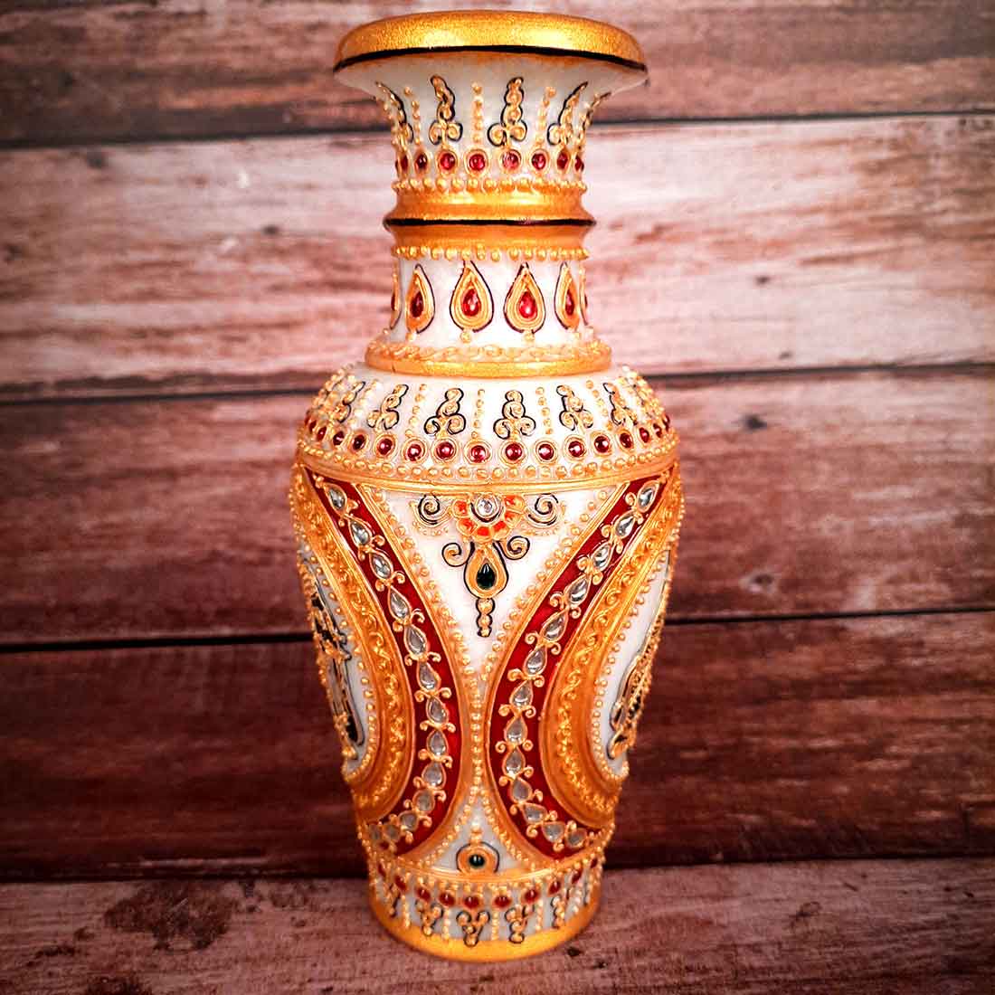 Marble Flower Vase | Decorative Flower Pot - For Living Room & Home Decor - 6 Inch - ApkaMart