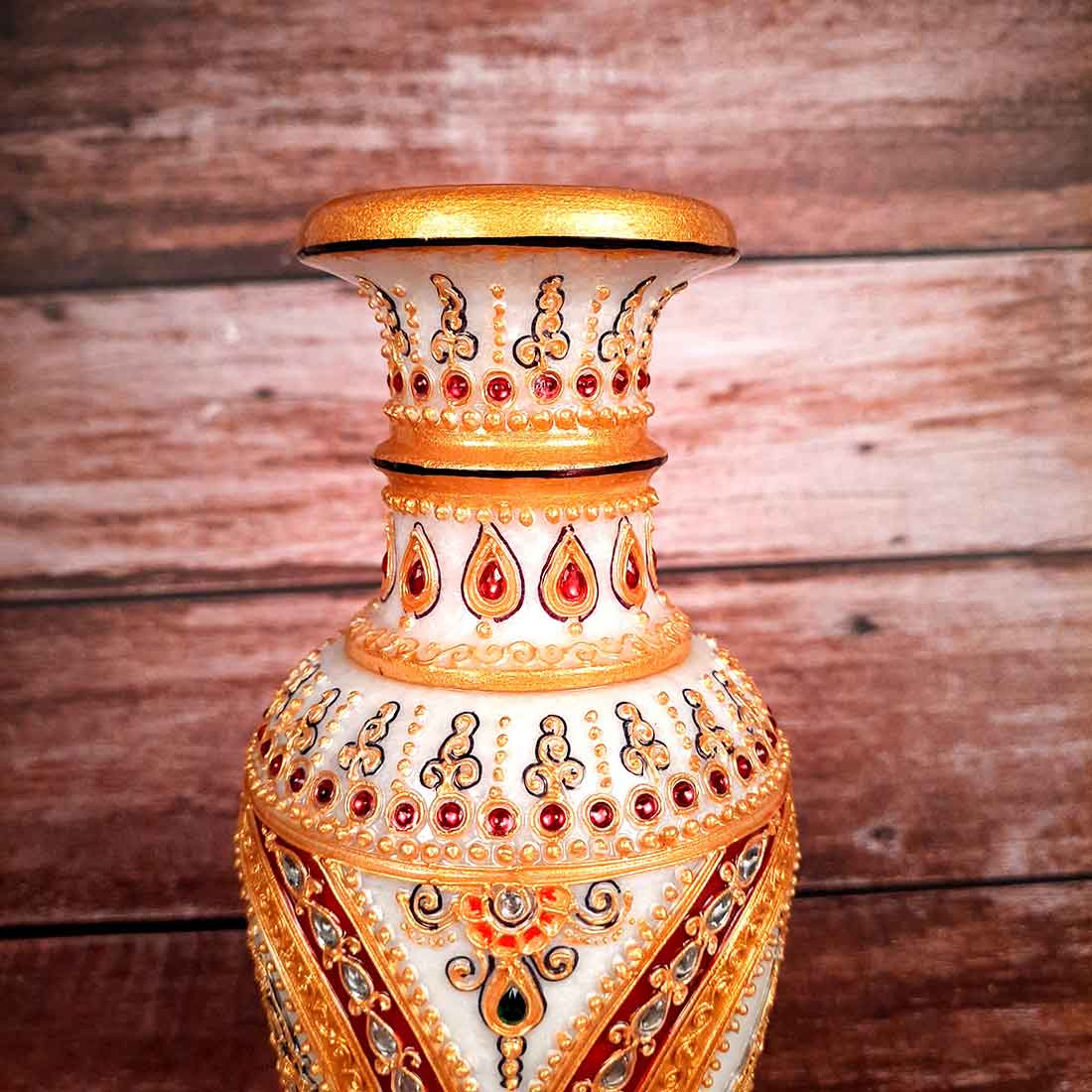 Marble Flower Vase | Decorative Flower Pot - For Living Room & Home Decor - 6 Inch - ApkaMart