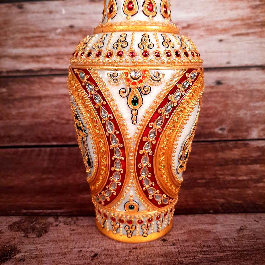 Marble Flower Vase | Decorative Flower Pot - For Living Room & Home Decor - 6 Inch - ApkaMart