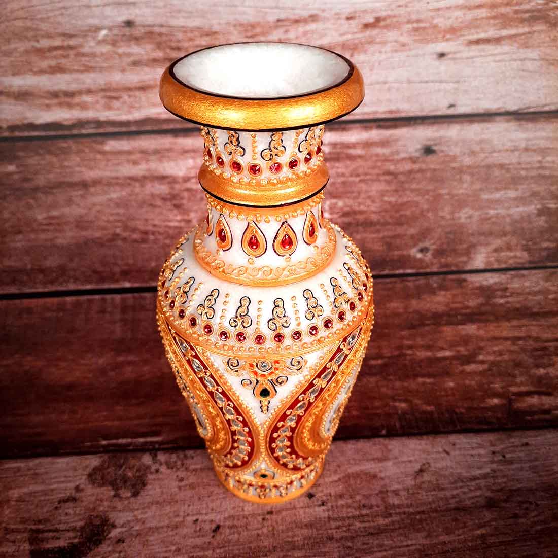 Marble Flower Vase | Decorative Flower Pot - For Living Room & Home Decor - 6 Inch - ApkaMart