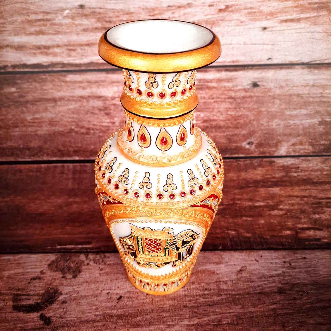 Marble Flower Vase | Decorative Flower Pot - For Living Room & Home Decor - 6 Inch - ApkaMart