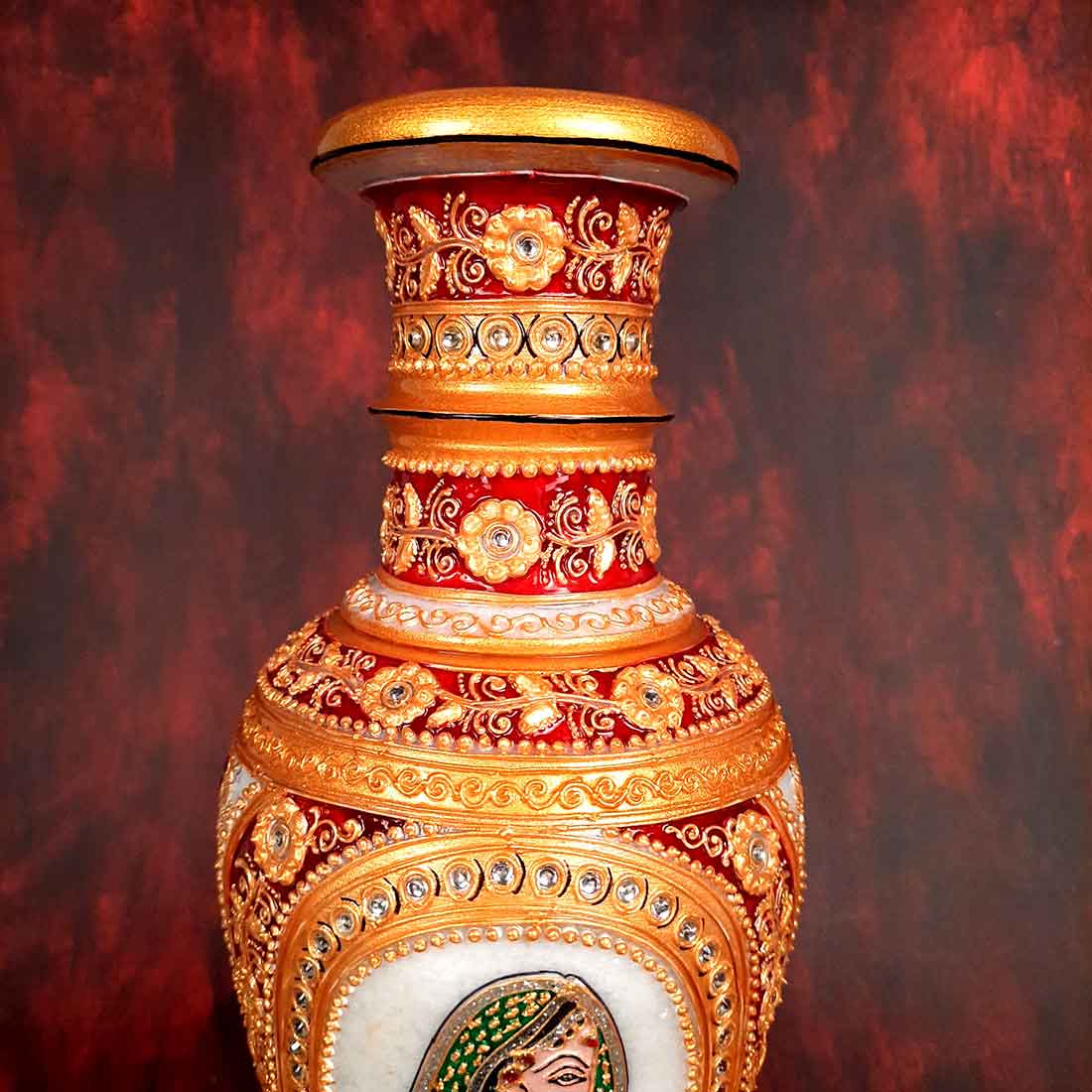 Marble Flower Vase | Decorative Flower Pot - For Living Room & Home Decor - 12 Inch - ApkaMart