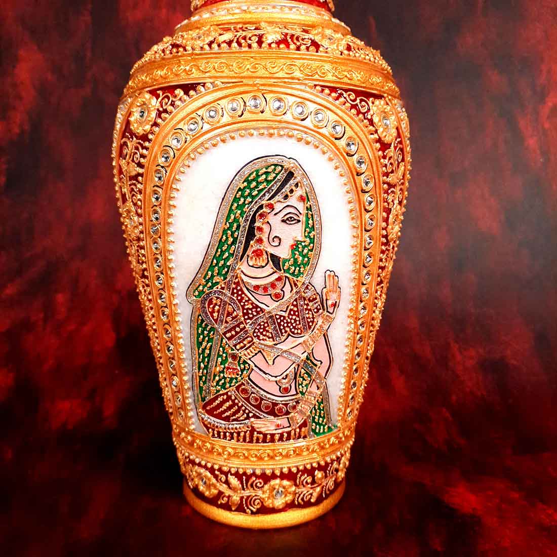 Marble Flower Vase | Decorative Flower Pot - For Living Room & Home Decor - 12 Inch - ApkaMart