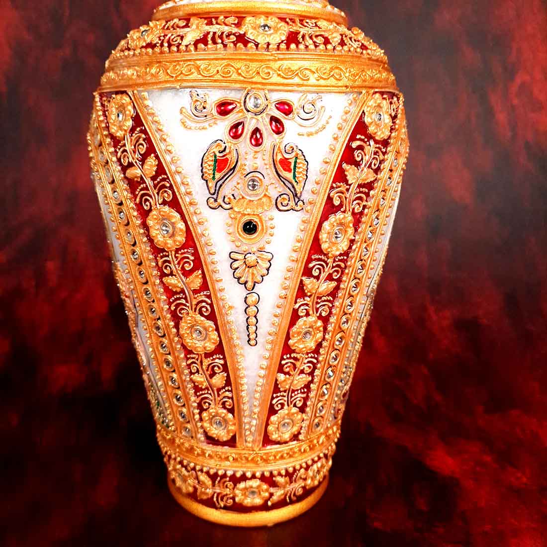 Marble Flower Vase | Decorative Flower Pot - For Living Room & Home Decor - 12 Inch - ApkaMart