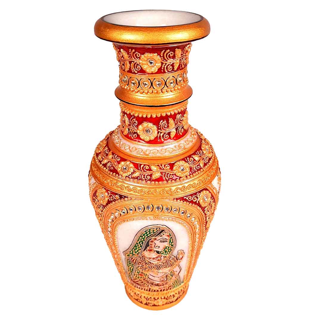 Marble Flower Vase | Decorative Flower Pot - For Living Room & Home Decor - 12 Inch - ApkaMart