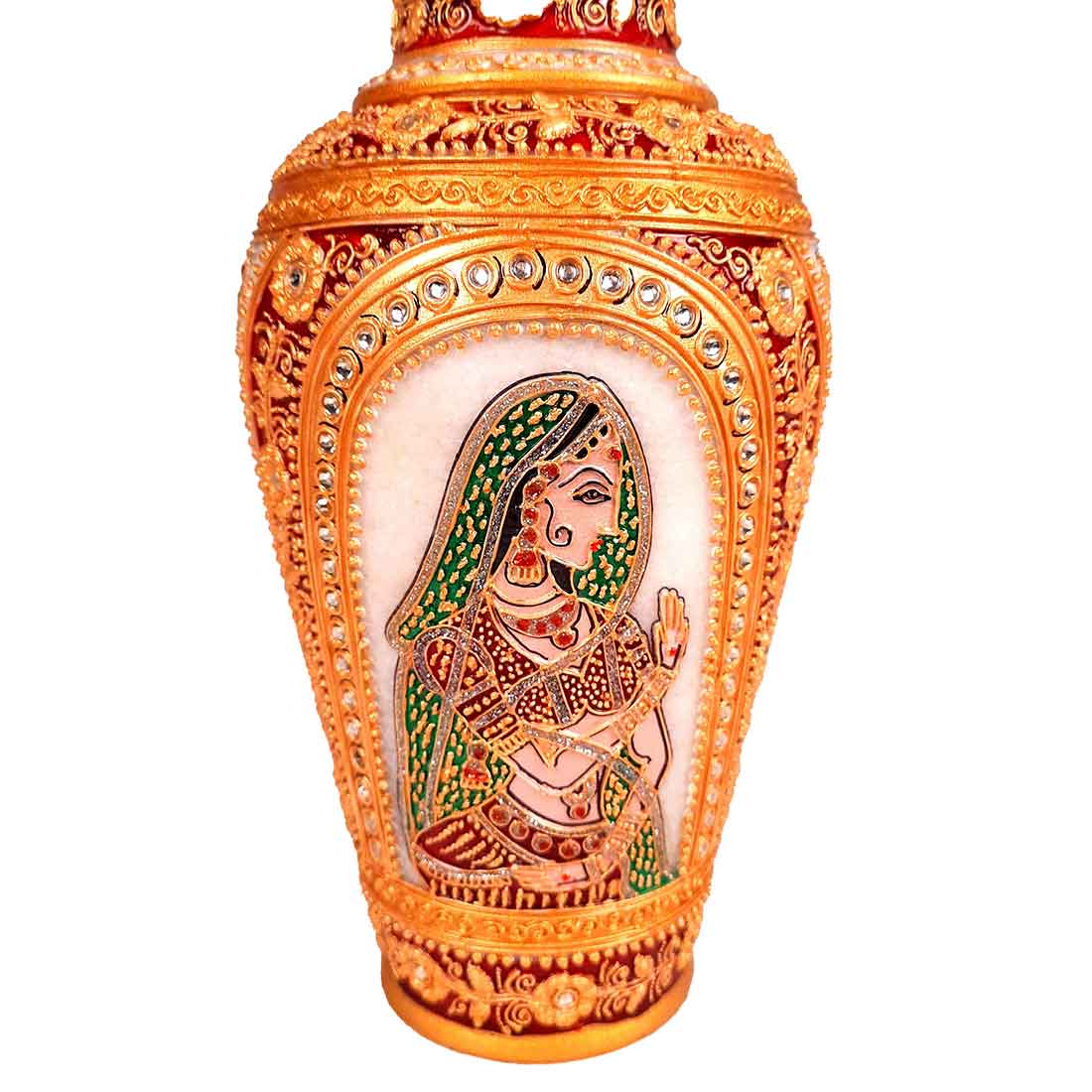 Marble Flower Vase | Decorative Flower Pot - For Living Room & Home Decor - 12 Inch - ApkaMart