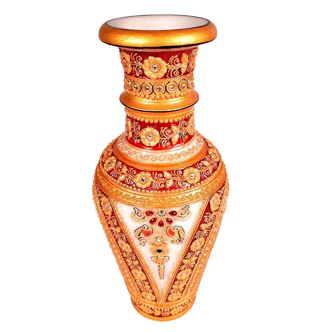 Marble Flower Vase | Decorative Flower Pot - For Living Room & Home Decor - 12 Inch - ApkaMart
