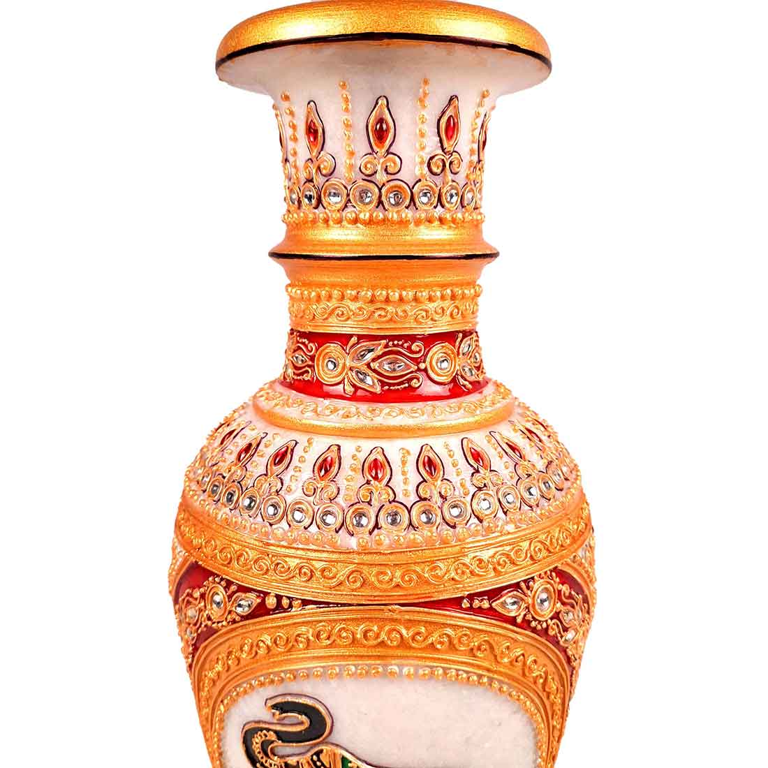 Marble Flower Vase | Decorative Flower Pot - For Living Room & Home Decor - 12 Inch - ApkaMart