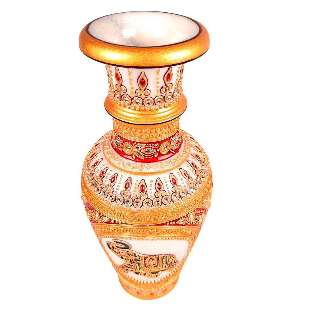 Marble Flower Vase | Decorative Flower Pot - For Living Room & Home Decor - 12 Inch - ApkaMart