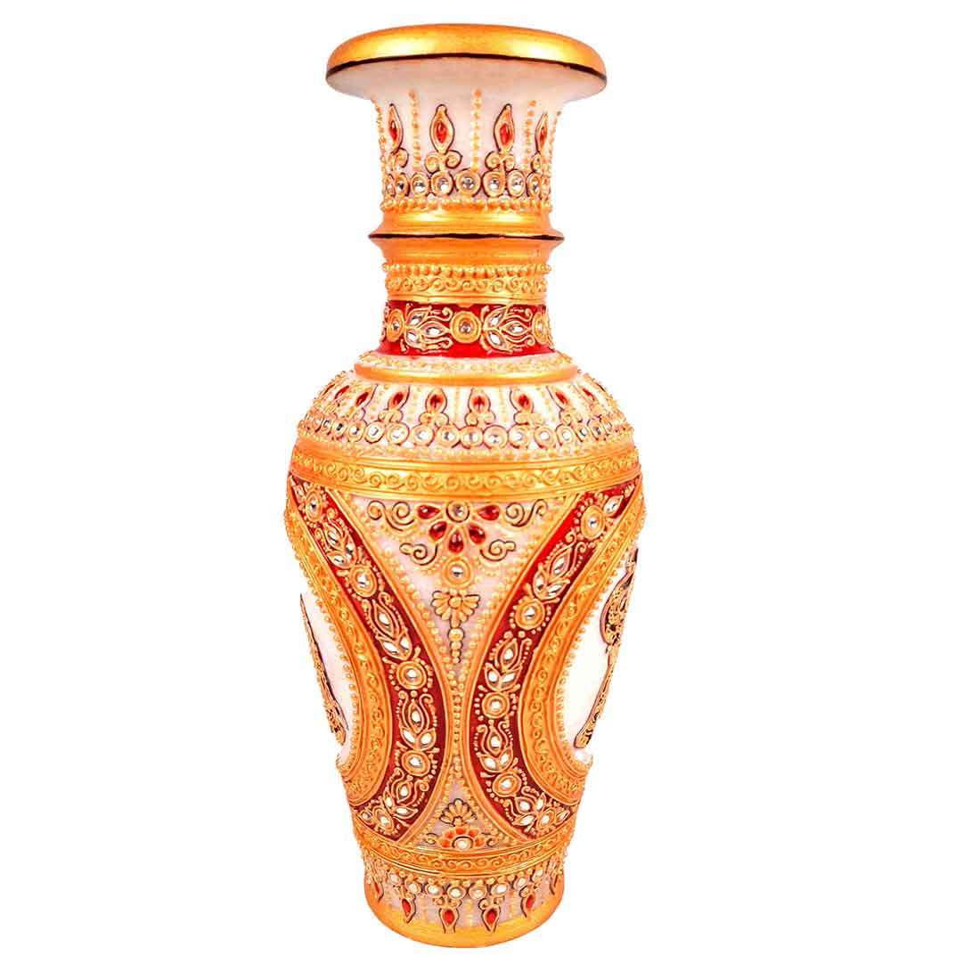 Marble Flower Vase | Decorative Flower Pot - For Living Room & Home Decor - 12 Inch - ApkaMart