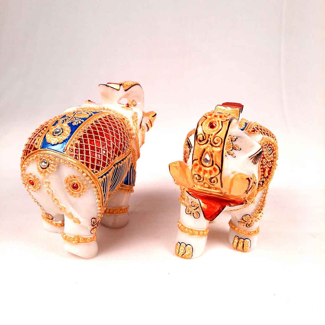 Elephant Showpiece Marbel - For Center Table & Home Decoration - 5 Inch -Set of 2 - ApkaMart