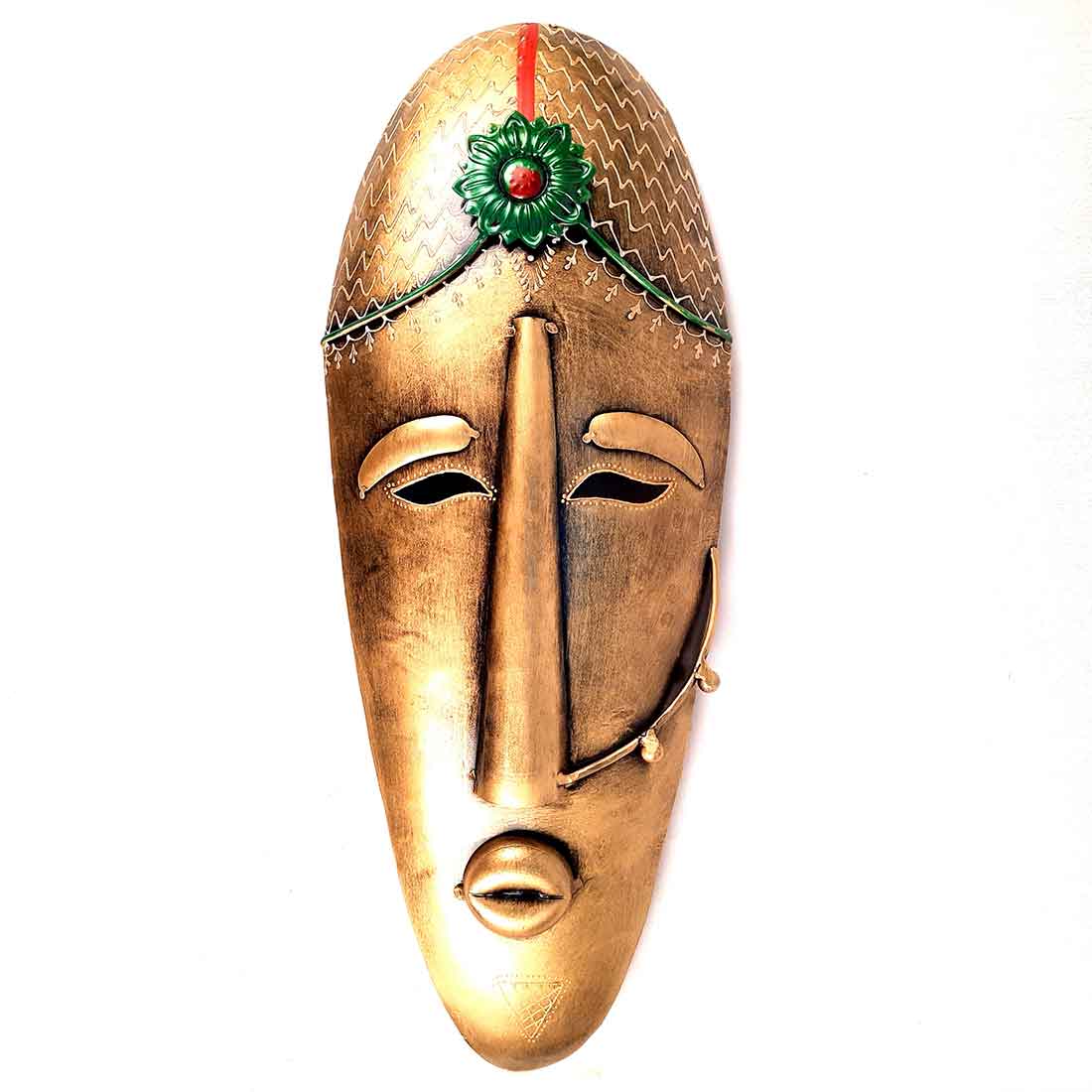 Tribal King Queen Mask Wall Hanging  - for Home | Office | Cafés Interior Décor - 21 Inch - ApkaMart