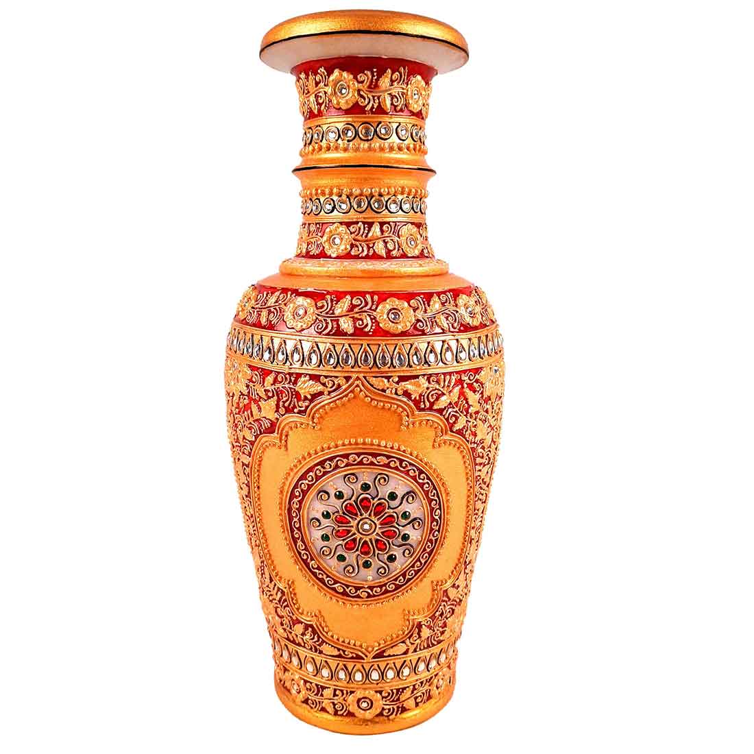 Marble Flower Vase | Decorative Flower Pot - For Living Room & Home Decor - 12 Inch - ApkaMart