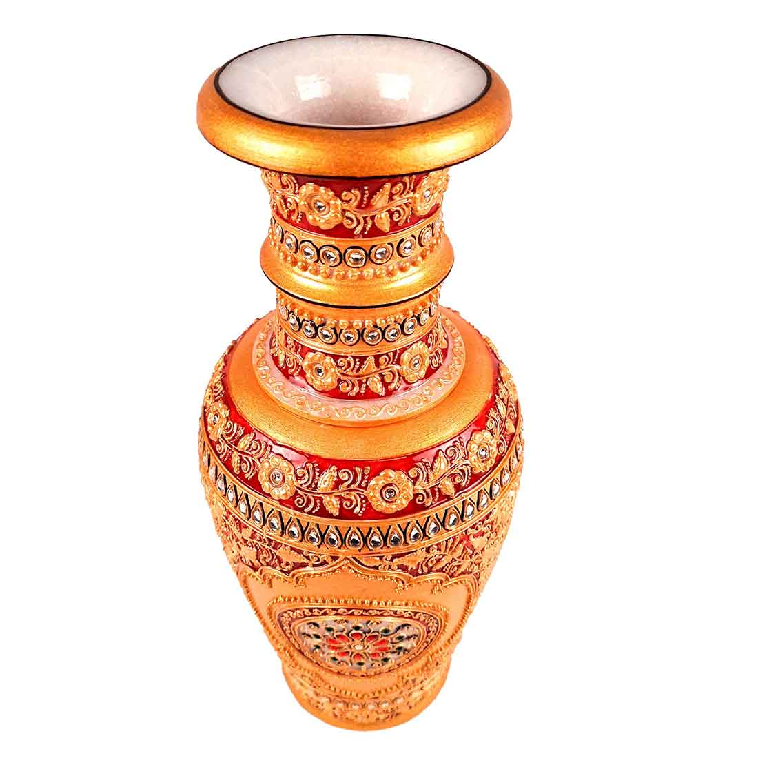Marble Flower Vase | Decorative Flower Pot - For Living Room & Home Decor - 12 Inch - ApkaMart