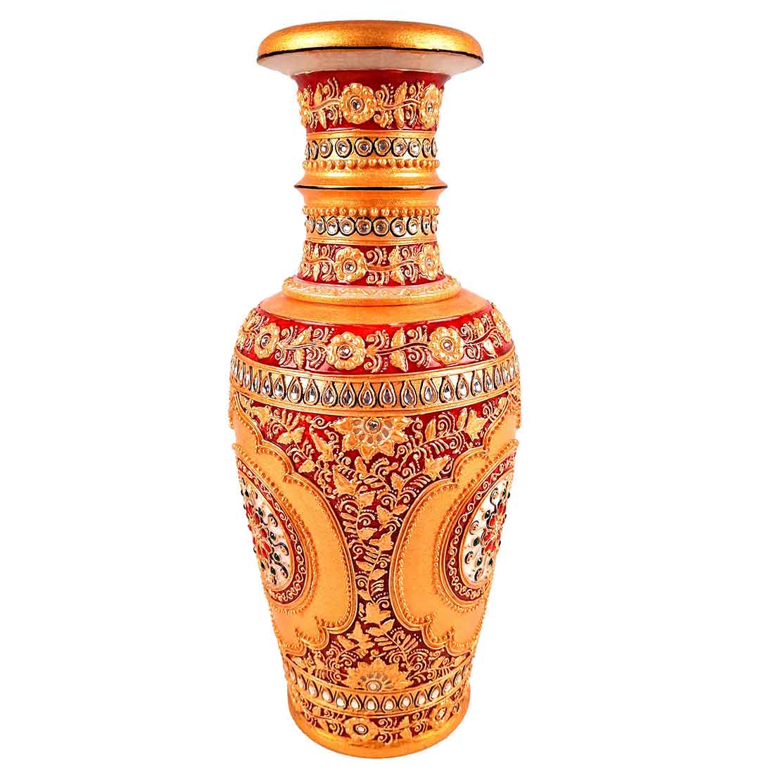 Marble Flower Vase | Decorative Flower Pot - For Living Room & Home Decor - 12 Inch - ApkaMart
