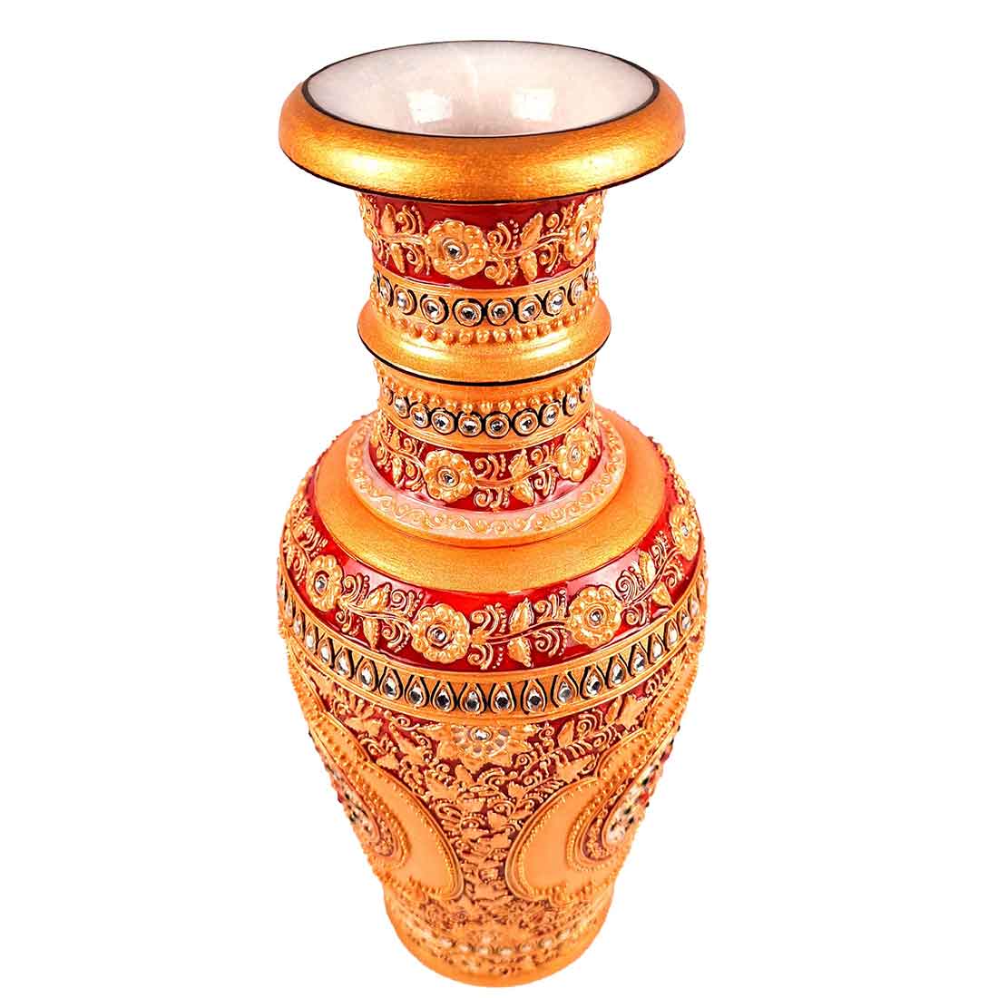 Marble Flower Vase | Decorative Flower Pot - For Living Room & Home Decor - 12 Inch - ApkaMart