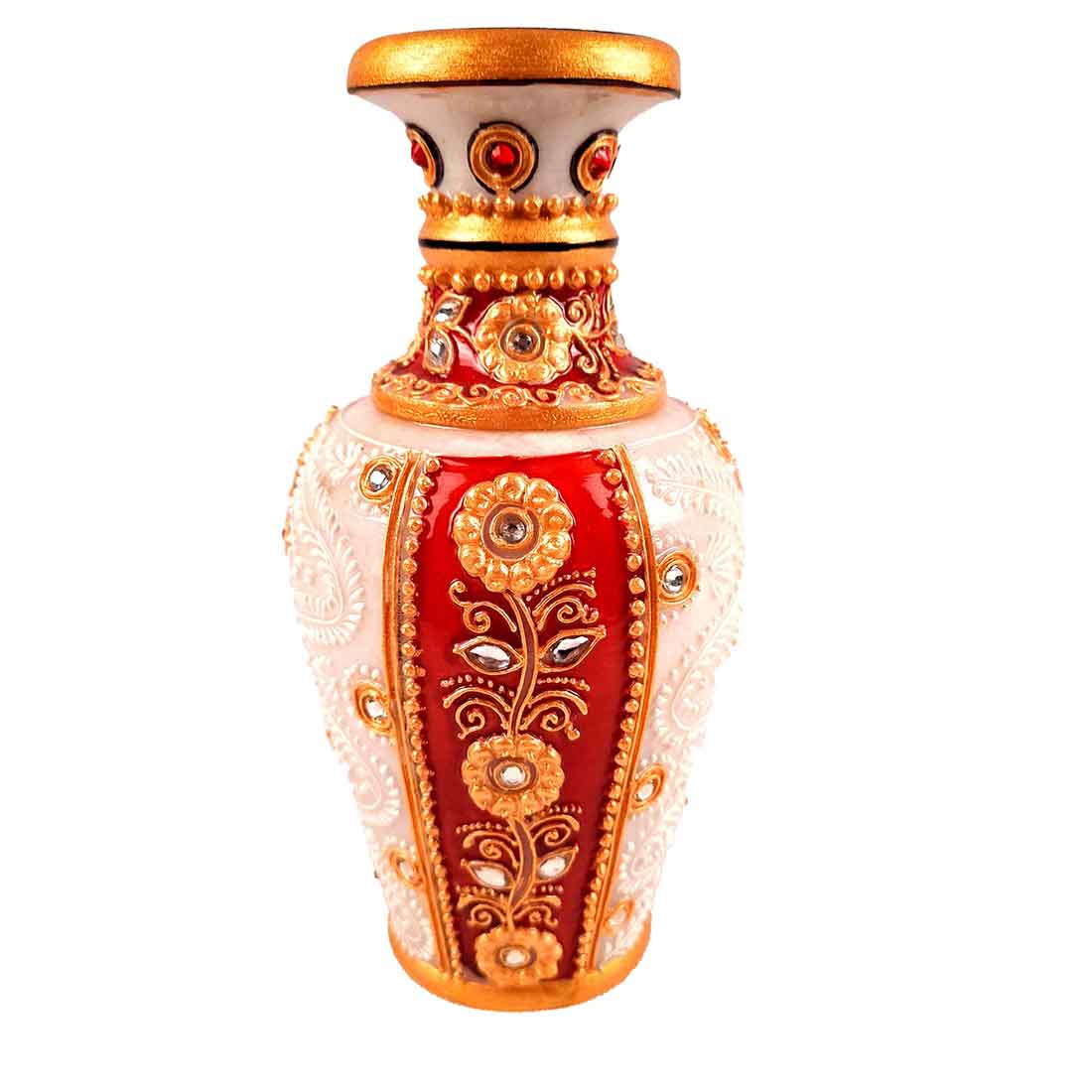 Marble Flower Vase | Decorative Flower Pot - For Living Room & Home Decor - 6 Inch - ApkaMart