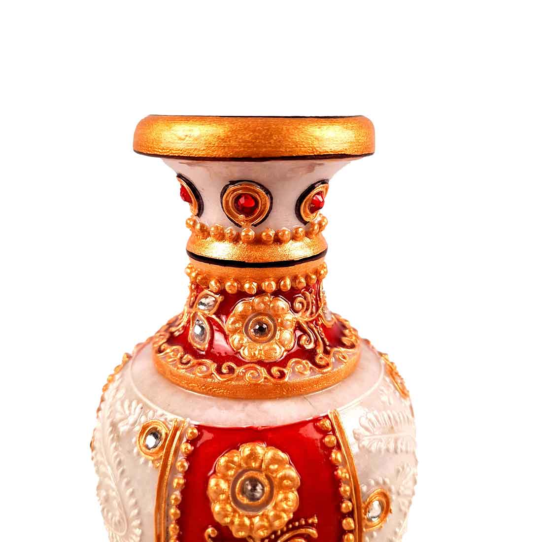 Marble Flower Vase | Decorative Flower Pot - For Living Room & Home Decor - 6 Inch - ApkaMart