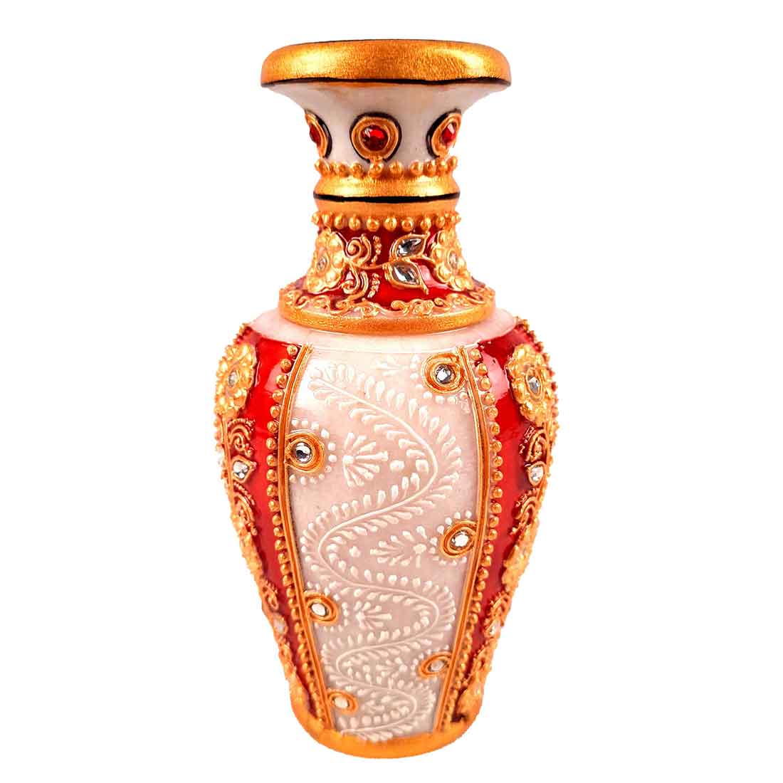 Marble Flower Vase | Decorative Flower Pot - For Living Room & Home Decor - 6 Inch - ApkaMart