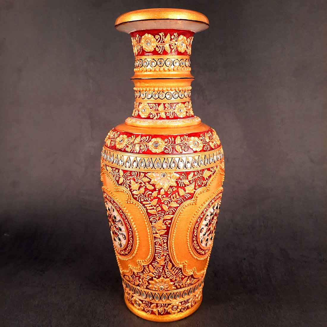 Marble Flower Vase | Decorative Flower Pot - For Living Room & Home Decor - 12 Inch - ApkaMart